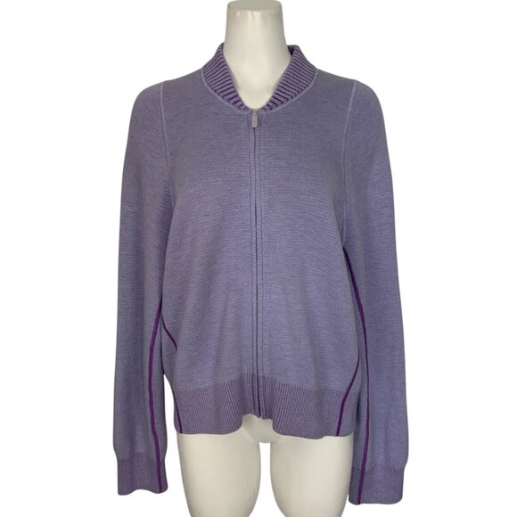 Lululemon Reversible Double Knit Zip Up Sweater 12 Purple Wool - Picture 2 of 15